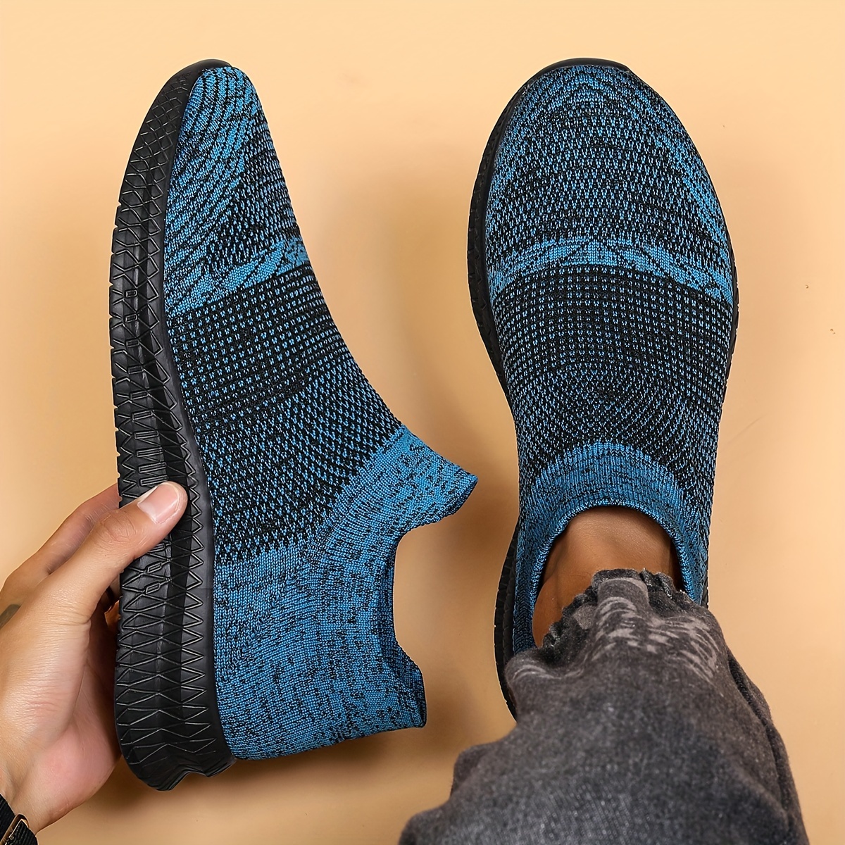 Mens Woven Knit Slip Sock Shoes Comfy Breathable Casual Sneakers Mens  Outdoor Activities, Free Shipping, Free Returns