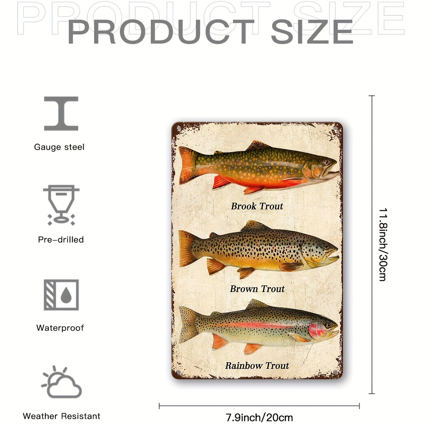 fish Rainbow Trout Brook Trout Brown Trout Metal Tin Signs - Temu