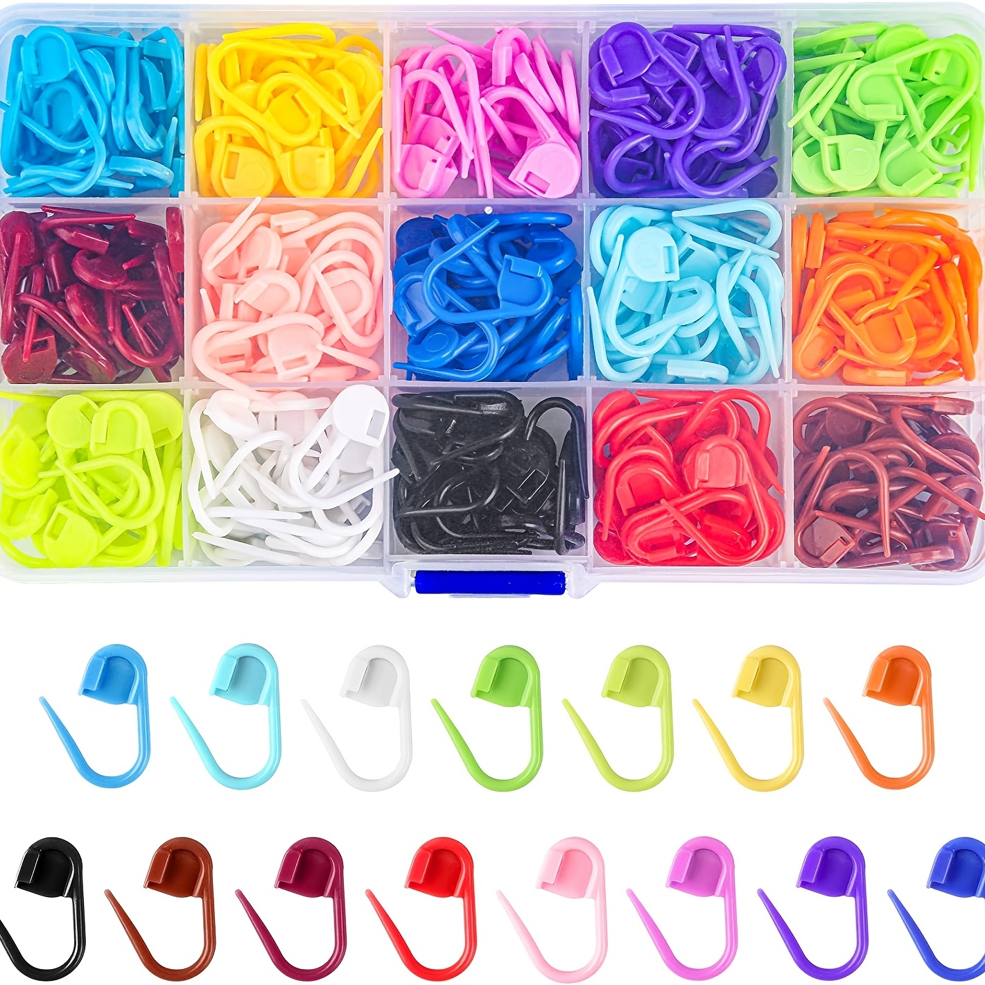 300pcs Stitch Needle Clips With Clear Storage Box for DIY Knitting