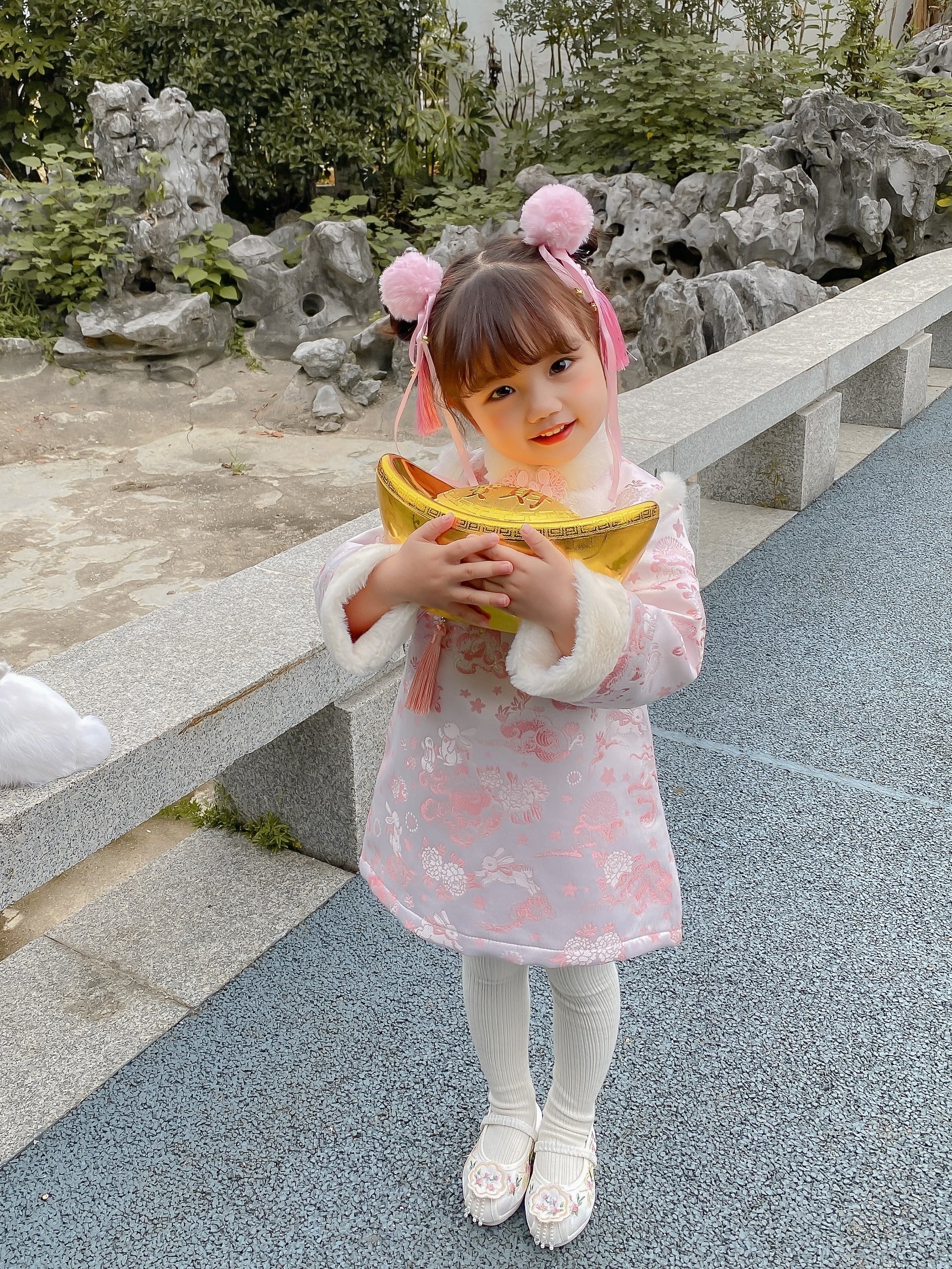 Girls Cute Bunny Ears Design Thermal Fleece Lined Tunic Coat - Temu