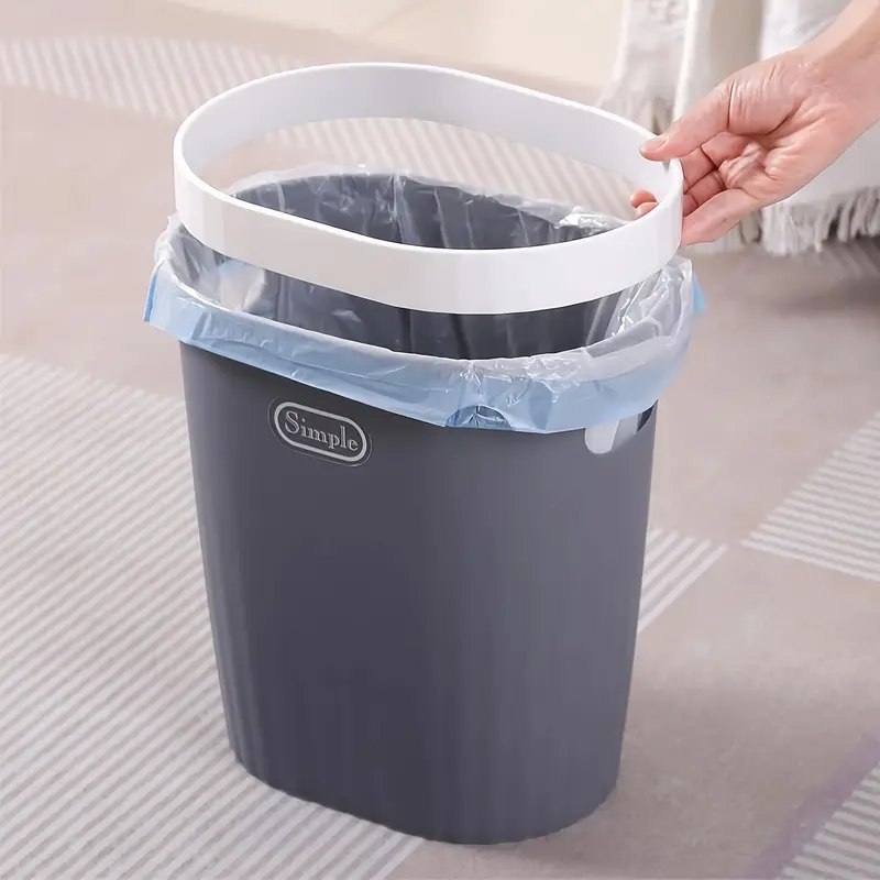 Simple Trash Can, Pressure Ring Trash Bin, Plastic Garbage Bin