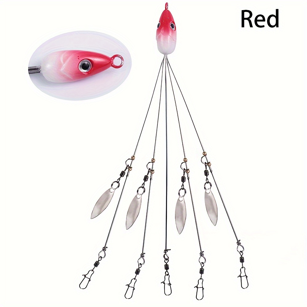 5 Arms Alabama Rig Fishing Lure, Umbrella Rig with Spinner for Striper,  A-Rig for Boat Trolling Frashwater/Saltwater, with Soft Swimbait and Hooks  for