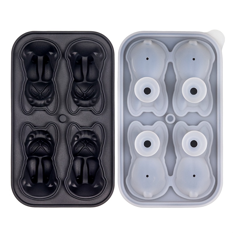 4 Cavity Bulldog Ice Cube Ice Box Food Grade Mold, Puppy Pet Shaped Ice  Maker Ice Grid Mold 