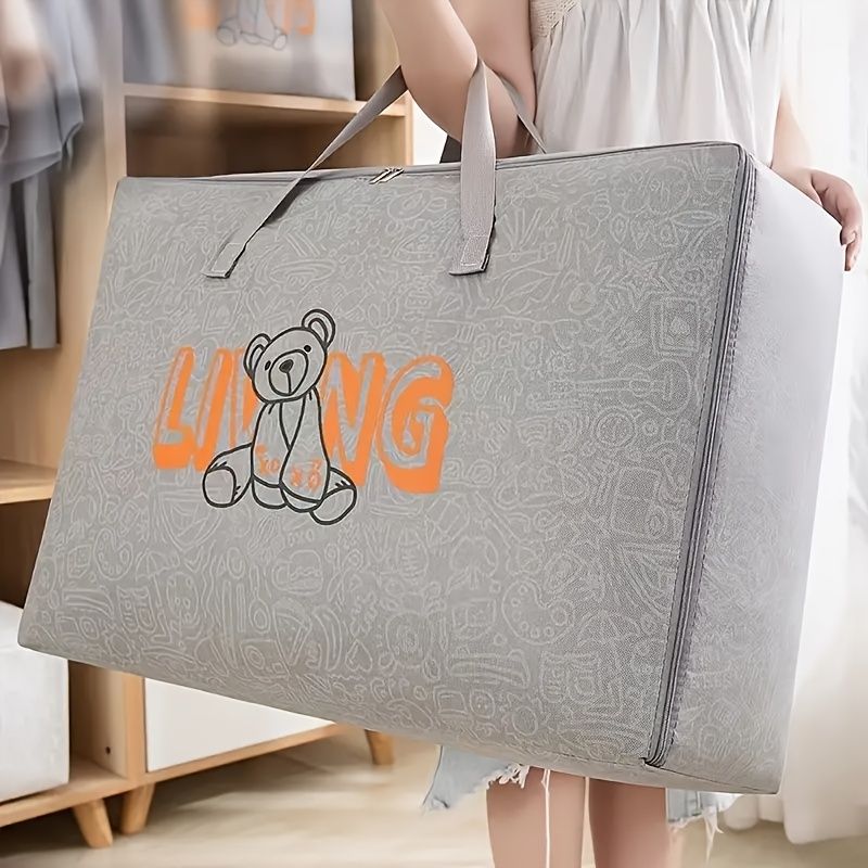 1pc Large Capacity Duffel Bag Waterproof Packing Bag Quilt Clothes Storage Bag  Cartoon Bear Pattern Thickened Organizer Bags For Duvet Blanket Clothes -  Home & Kitchen - Temu