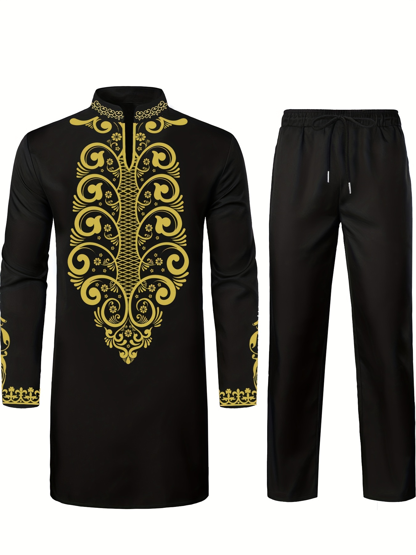 JILUDI Conjunto de camisa y pantalones de 2 piezas de África para hombre  Ropa de manga larga Dashiki Barroco Tribal Vintage Trajes (Color :  Em280-22