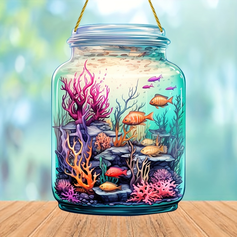 Mason Jar Shape Acrylic Sign Decoration Underwater World In - Temu