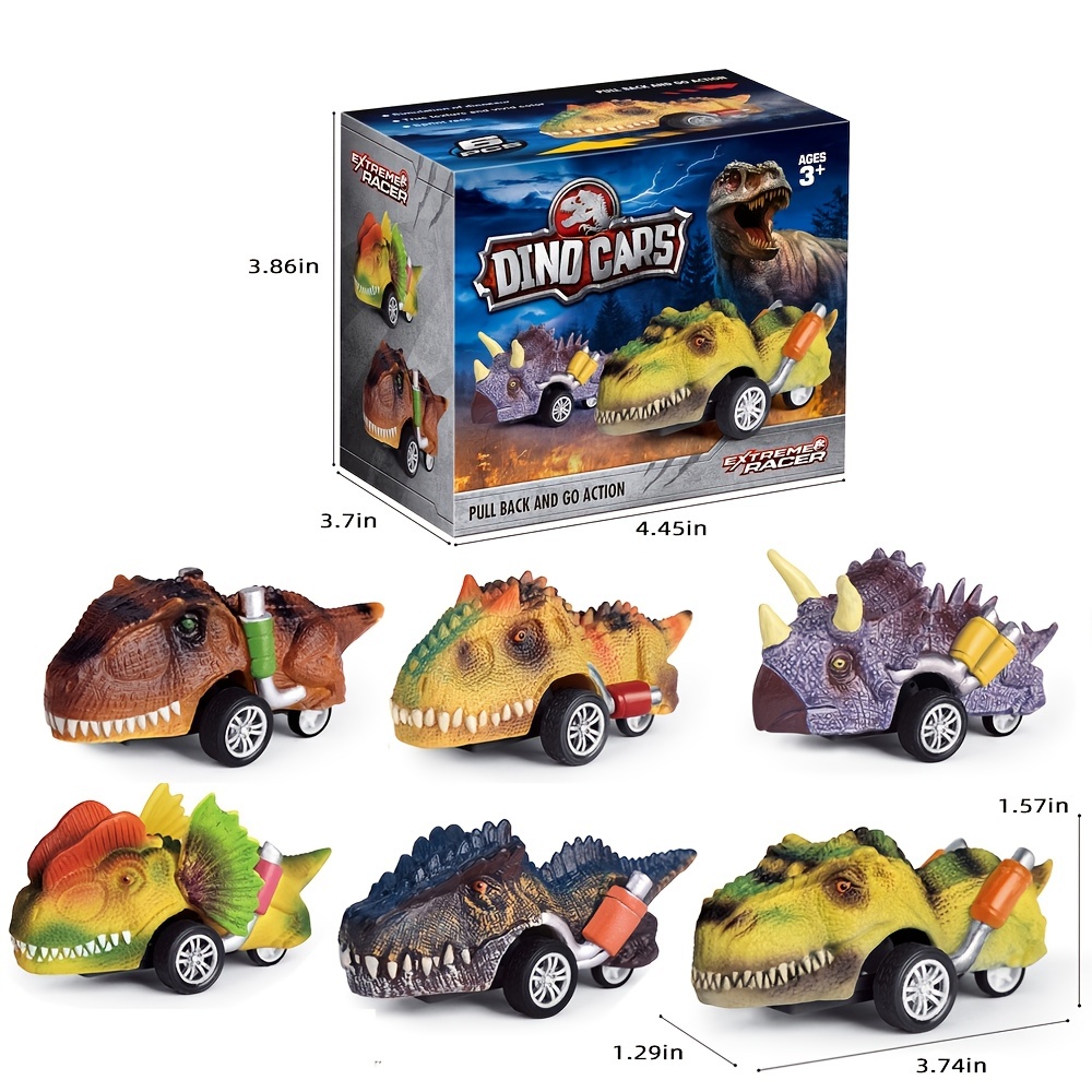 6pcs Box Jurassic Dinosaur Inertial Pullback Car Toys for Kids
