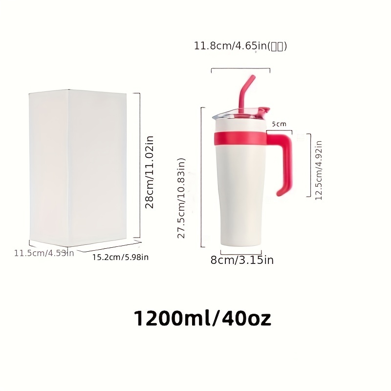 40oz Tumbler With Straw And Handle Insulated Smoothie Cup Stainless Steel  Tumbler Reusable Tumbler With Lid - Industrial & Commercial - Temu