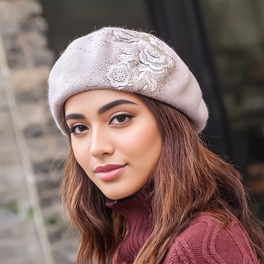 Solid Color Women Beret Elegant British Style Lightweight Casual Hat, Beanie Fashion Beret Outdoor Accessories Valentines Gifts,Temu