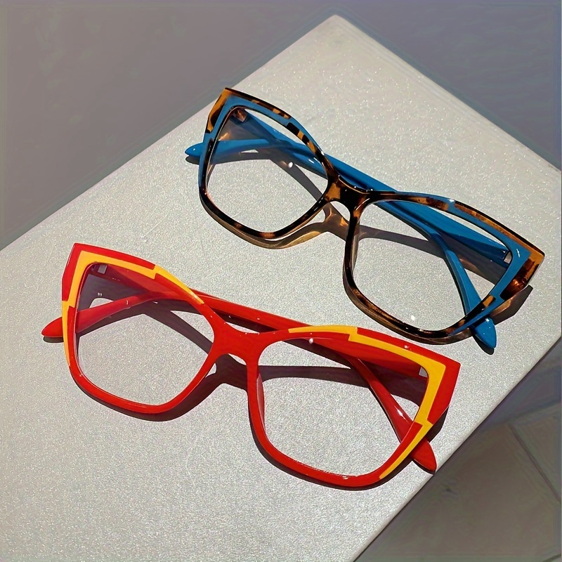 Occhiali Anti Luce Blu Tr90 Cat Eye Color Block Frame - Temu Italy