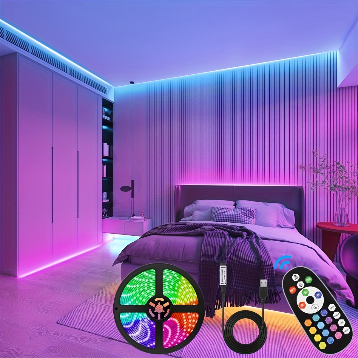 RGB led strip light - For Gaming Room - 15ft/5Meter RGB Lights For