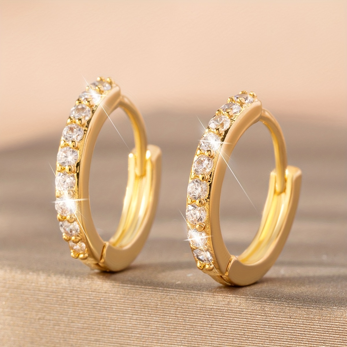 Copper Zirconia Earrings with Circle Design