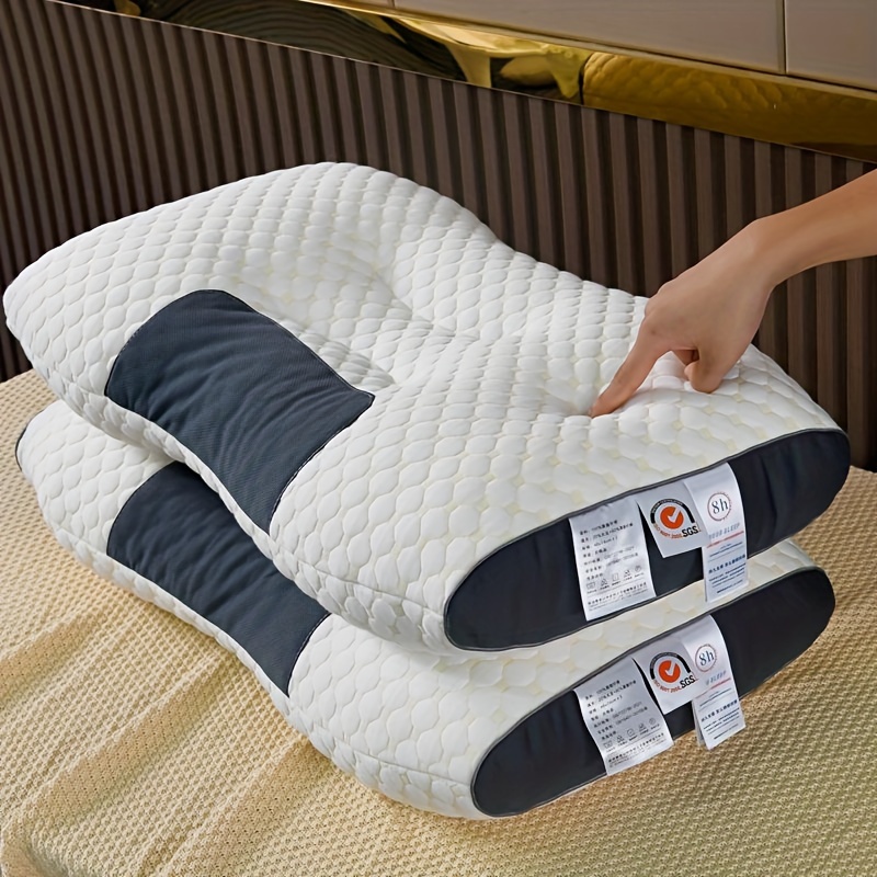 1pc Knitted Cotton Pillow With Cervical Neck Protection, Sleep Massage Pillow Core, Moisture Absorbing Breathable Antibacterial Household Bedding Pillow, Suitable For Living Room, Bedroom, Home Decoration