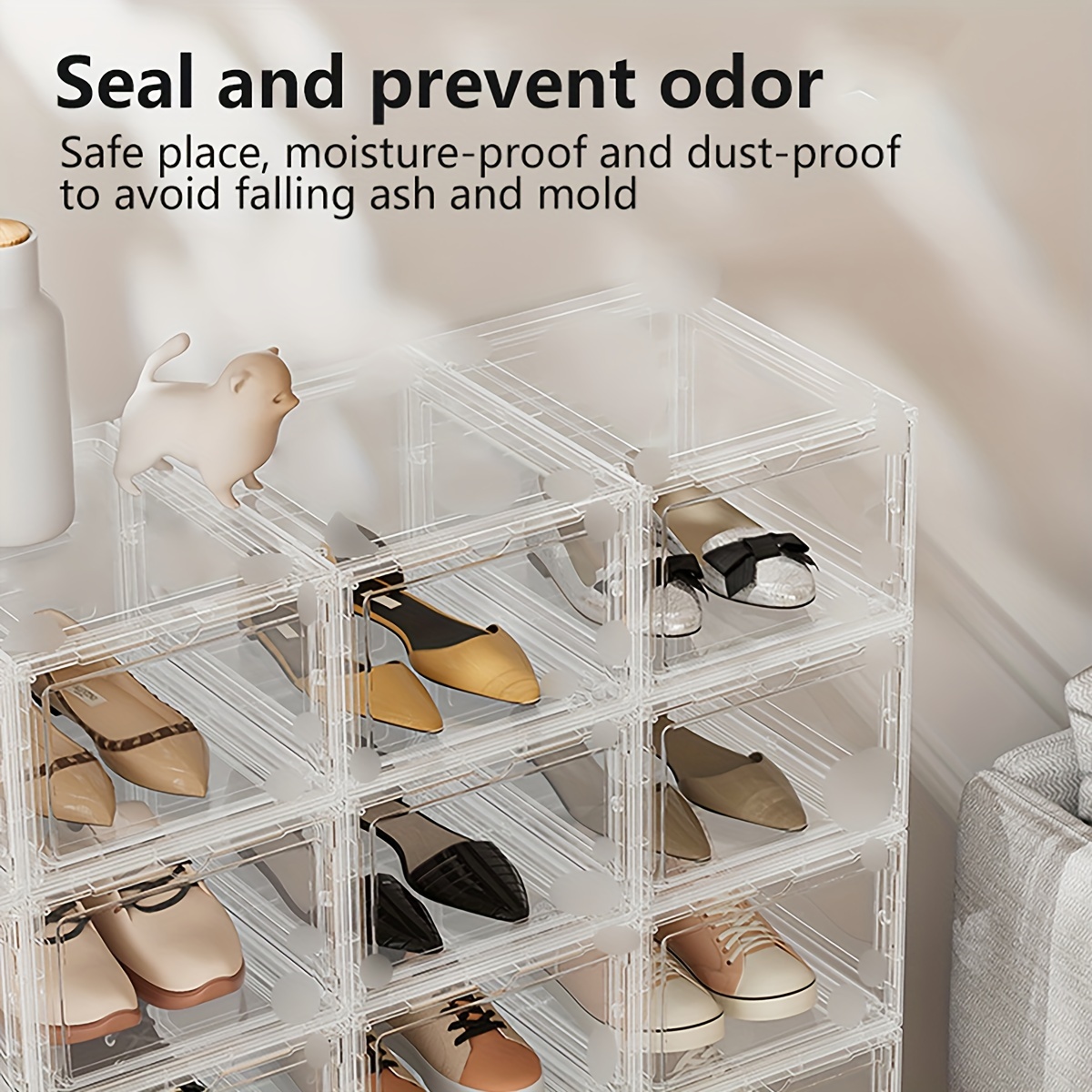 Gabinete de zapatos transparente fácil de mini cajones para escritorio,  contenedores de plástico transparente, cajas de zapatos de plástico con  tapas
