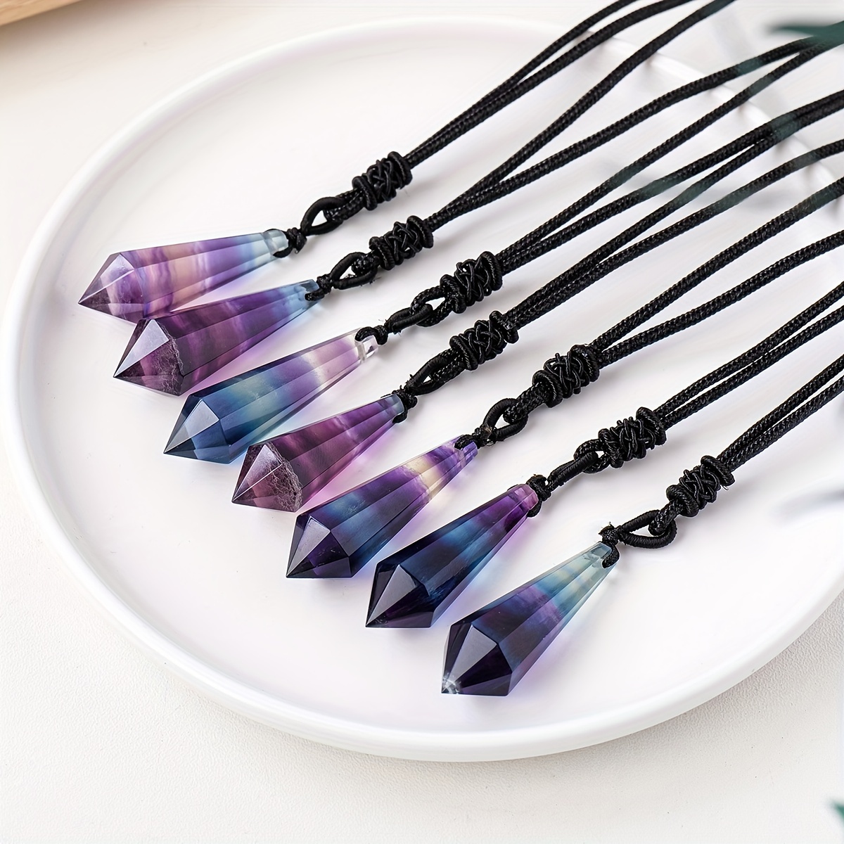 Rainbow fluorite crystal on sale necklace