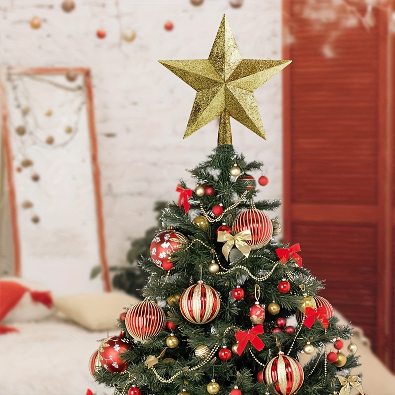 Christmas Tree Topper Star glitter Christmas Ornament For - Temu