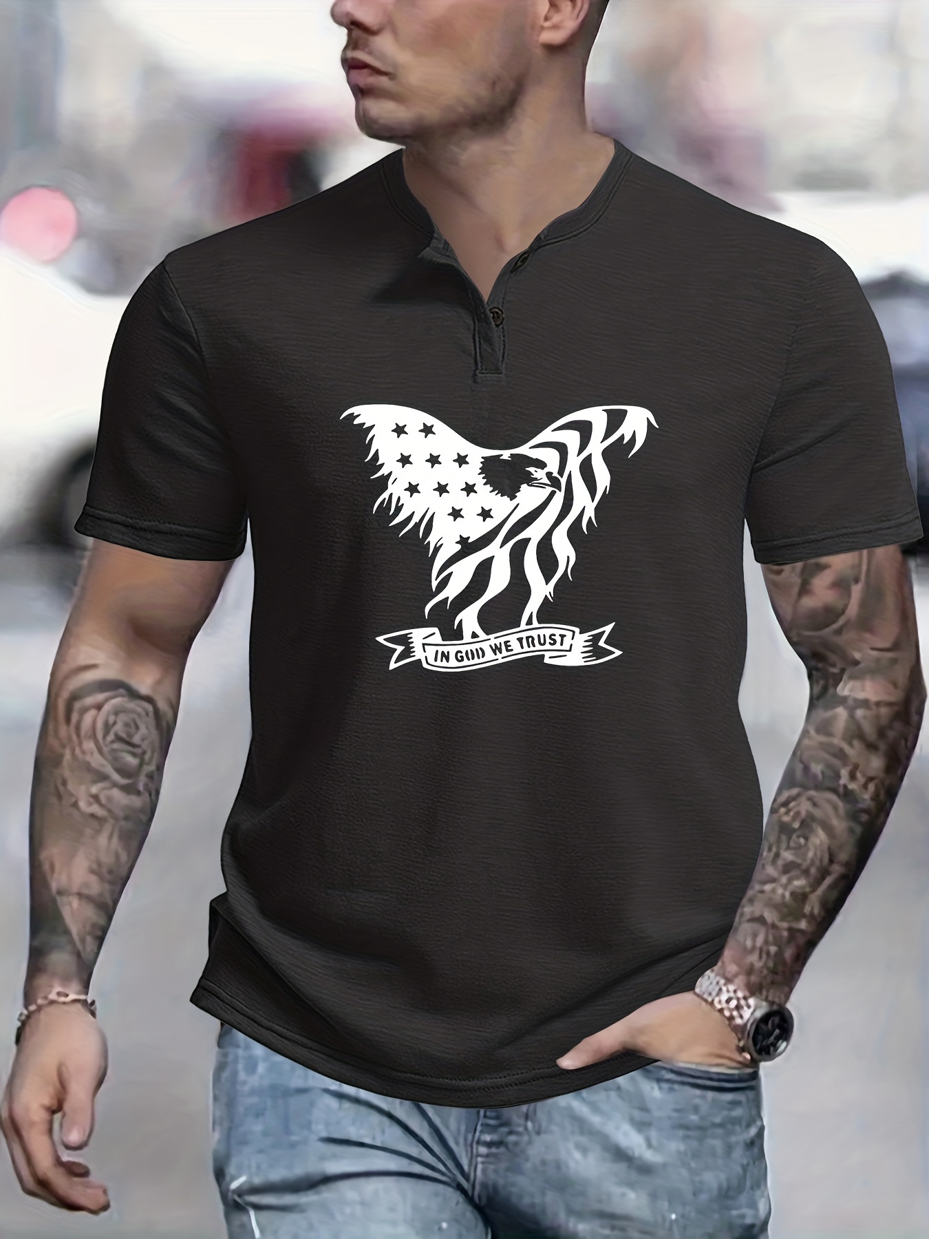 Camisa Casual Manga Corta Estampado Bandera Americana Hombre - Temu Mexico