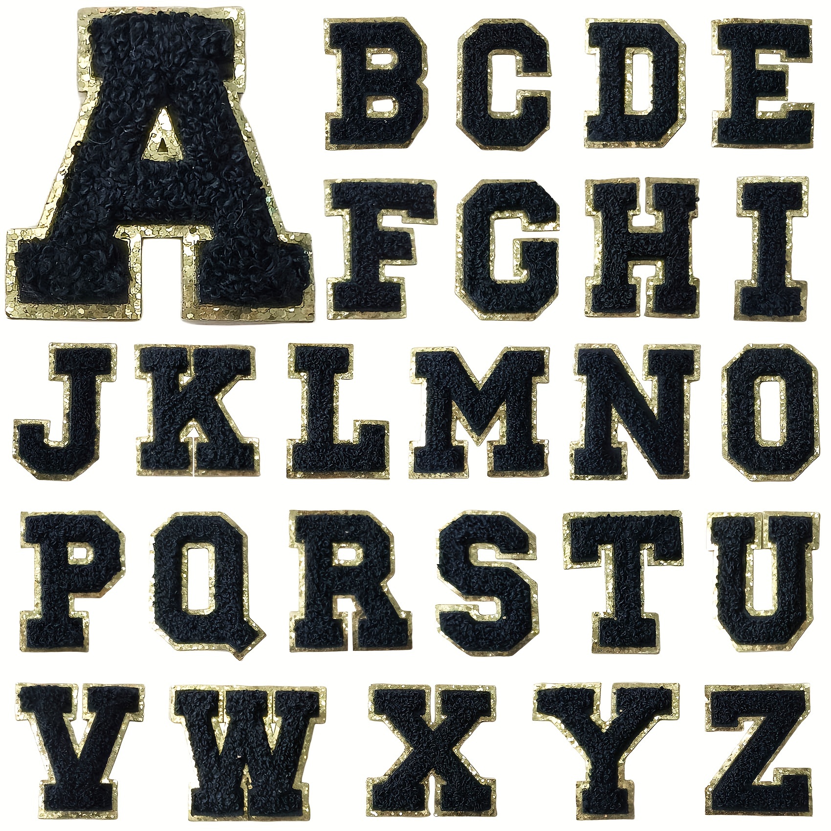 Self-Adhesive Iron on Letters Chenille Patches: 26PCS Baseball Letter  Patches Stickers Varsity Letter Patches for Clothing Jackets Backpacks Hats