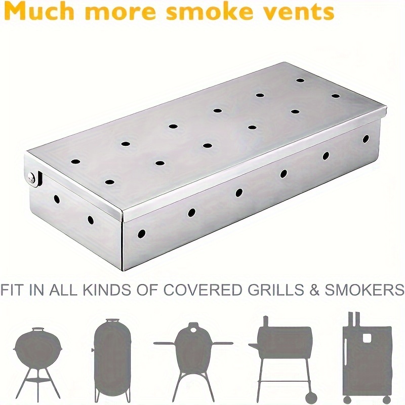 Bbq Smoker Box With Bbq Tongs Set Wood Chip Smoker Box Food - Temu