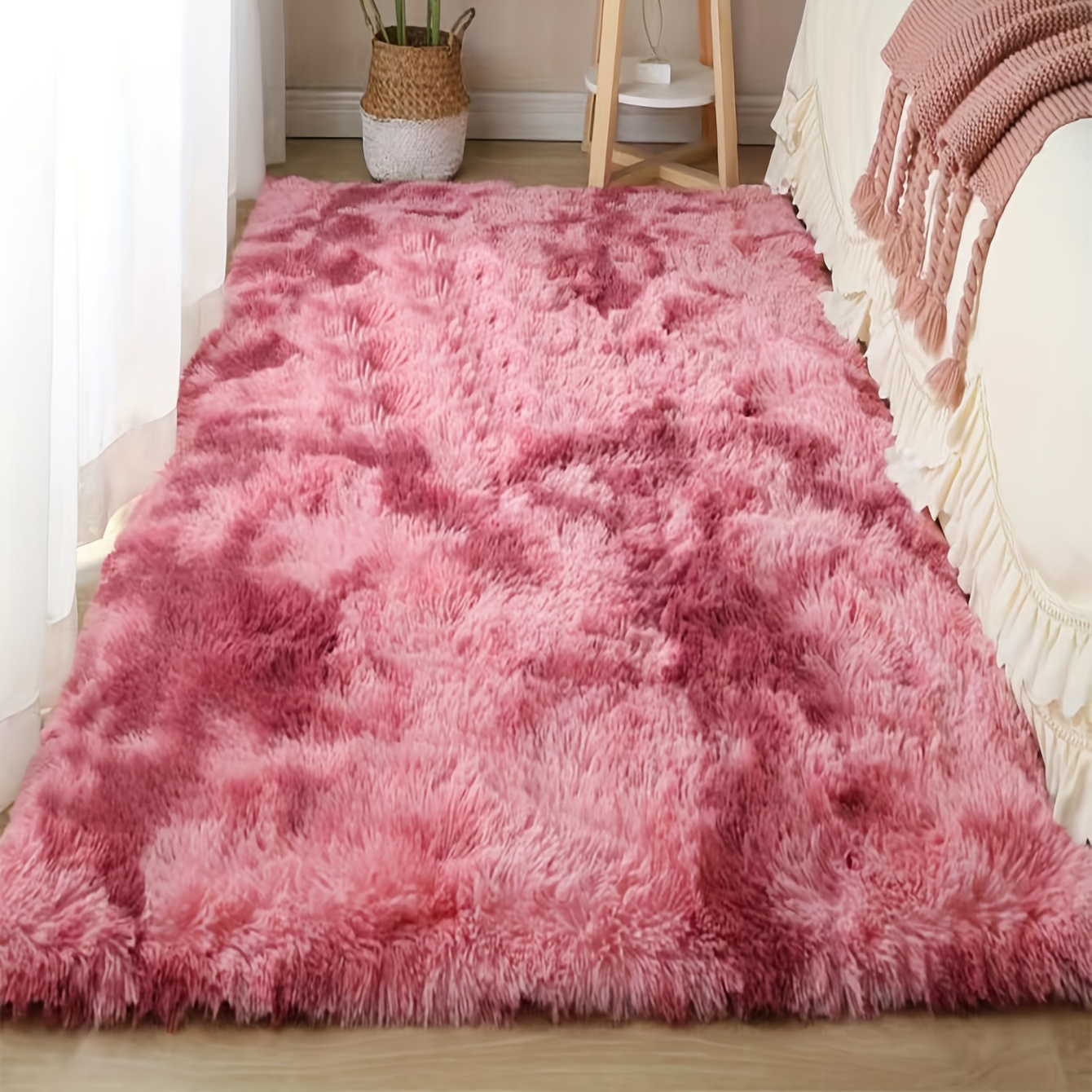 1pc ultra plush soft area rugs for bedroom living room luxury tied dyed fluffy bedside rug washable shag furry carpet non shedding for nursery children kids girls room home decorative rug home decor room decor 27 55 62 99in 70 160cm details 1