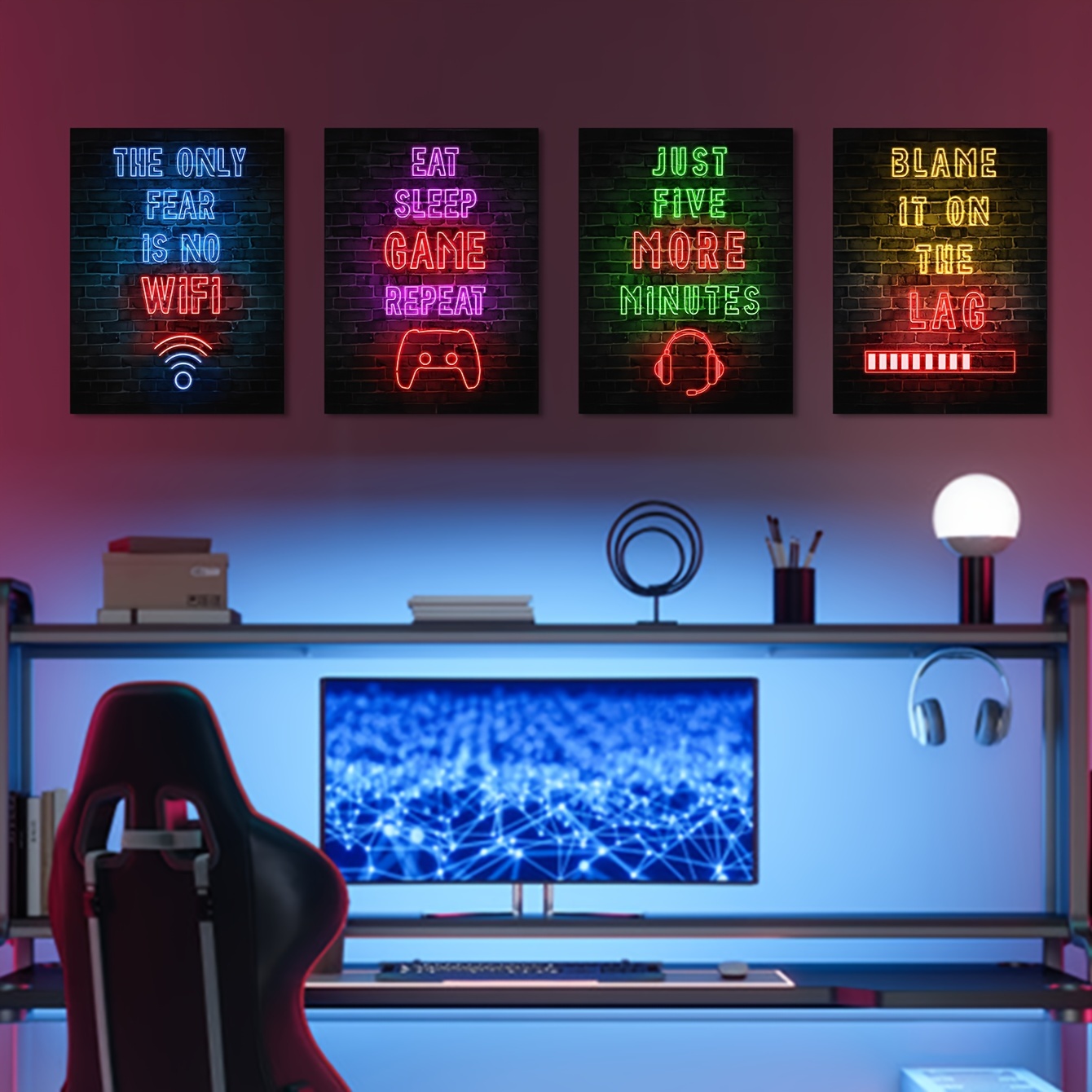 1pc Dipinto Su Tela, Poster Di Decorazione Da Parete Su Tela Con Immagine  Di Gioco Moderna, Dipinto Con Bottoni Con Simbolo Di Macchina Da Gioco Con  Luce Al Neon, Regalo Ideale Per