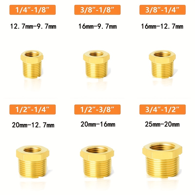 Brass Pipe Fitting Hex Nipple, 1/8 x 1/8 G Male Pipe Brass Fitting 4pcs