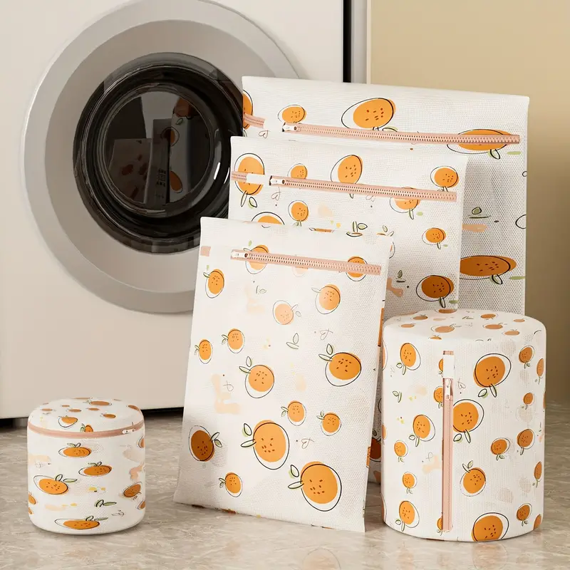 Orange Pattern Washing Bag Laundry Net Bag Clothes Underwear - Temu Canada