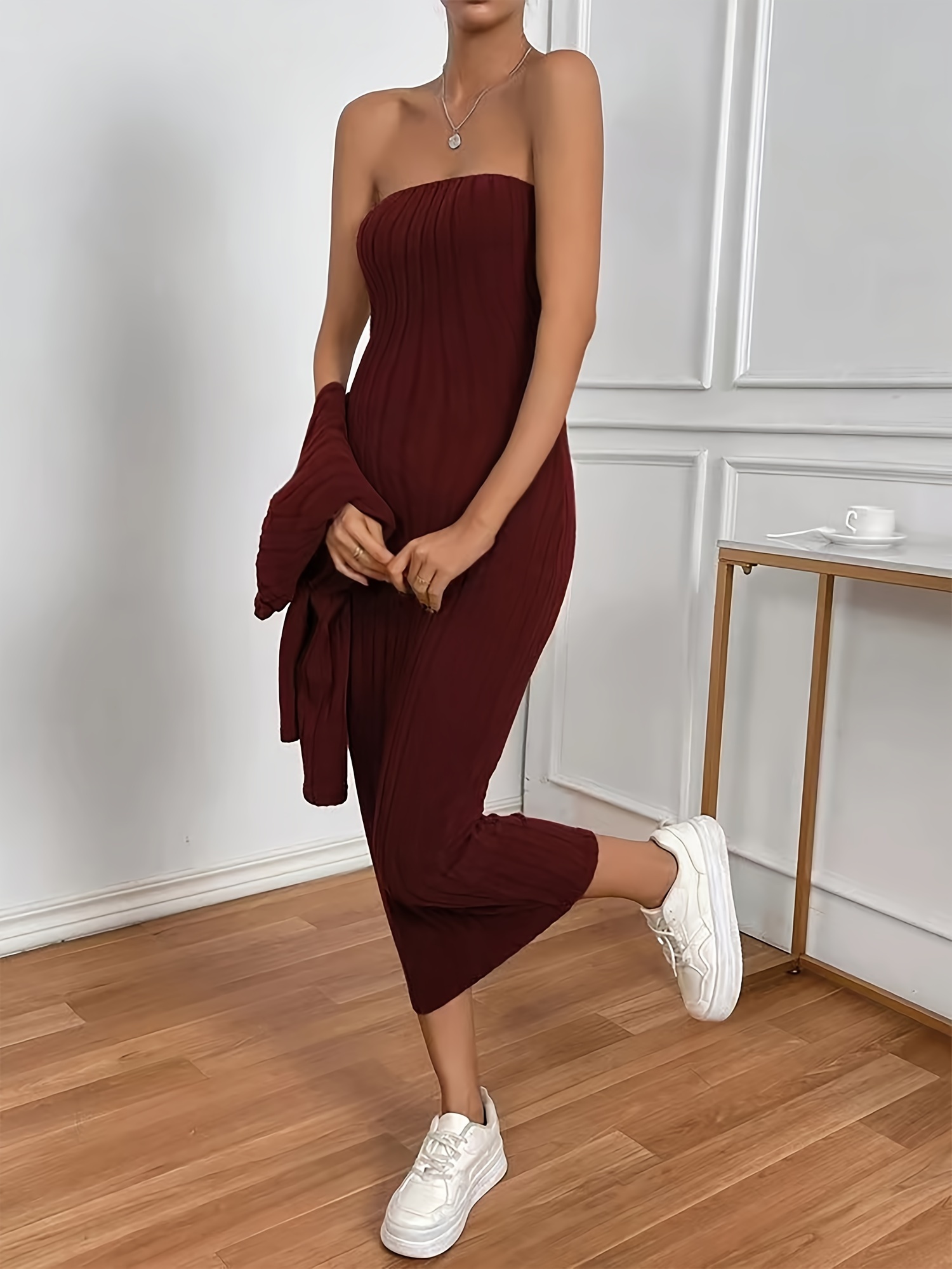 Off shoulder dress 2025 with cardigan