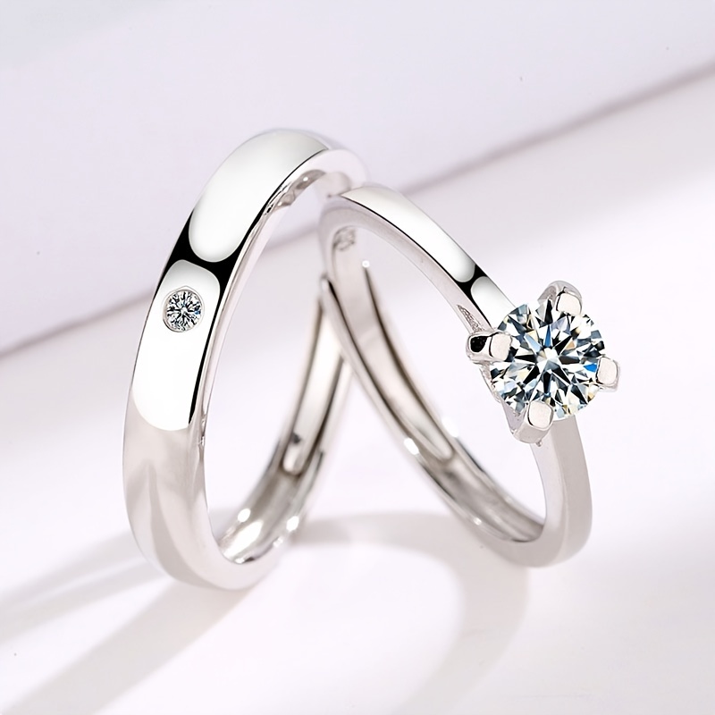 925 Silver Couples Rings Wedding Pair Open Rings Valentines Memorial
