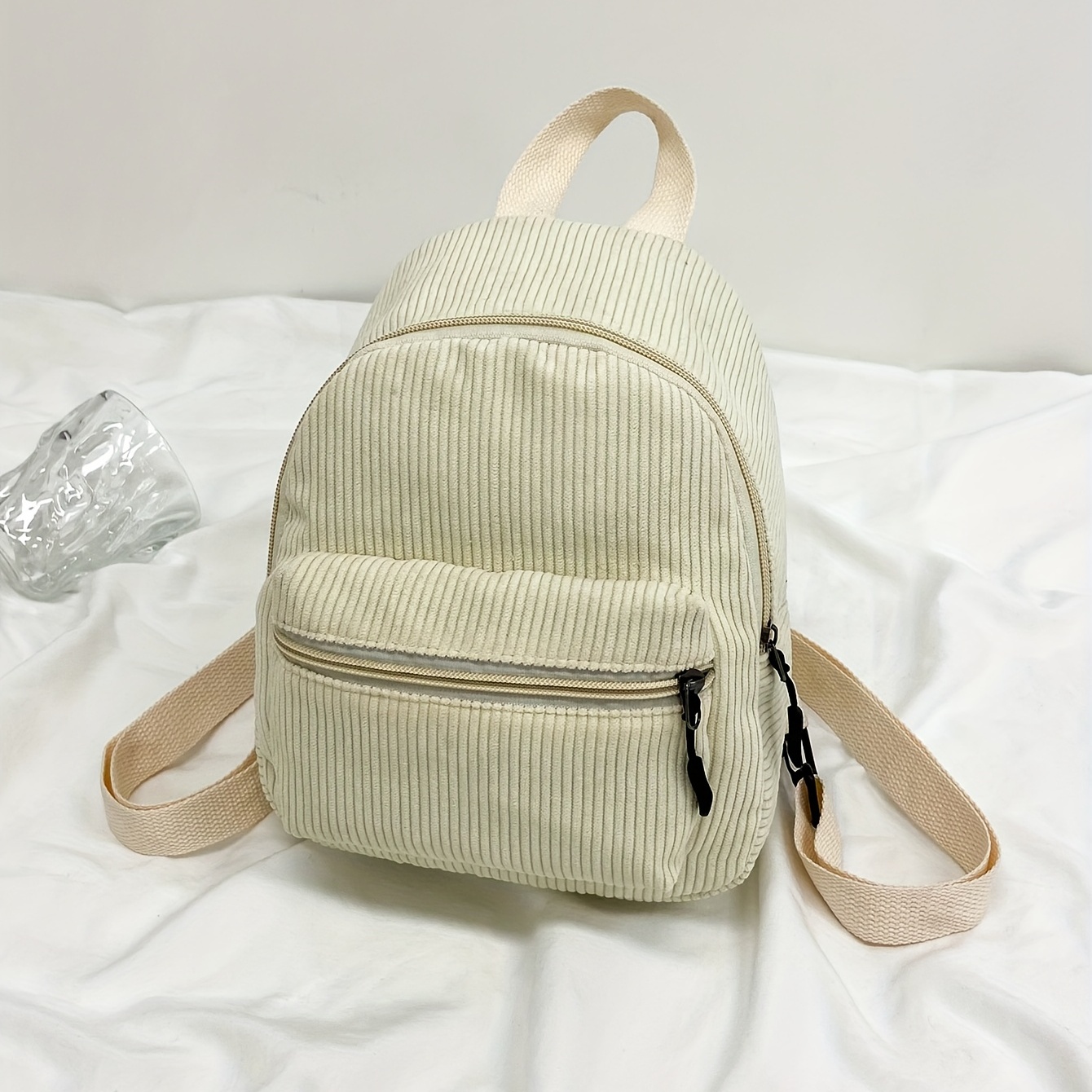 Kids Corduroy Backpack Large Capacity Lightweight Schoolbag
