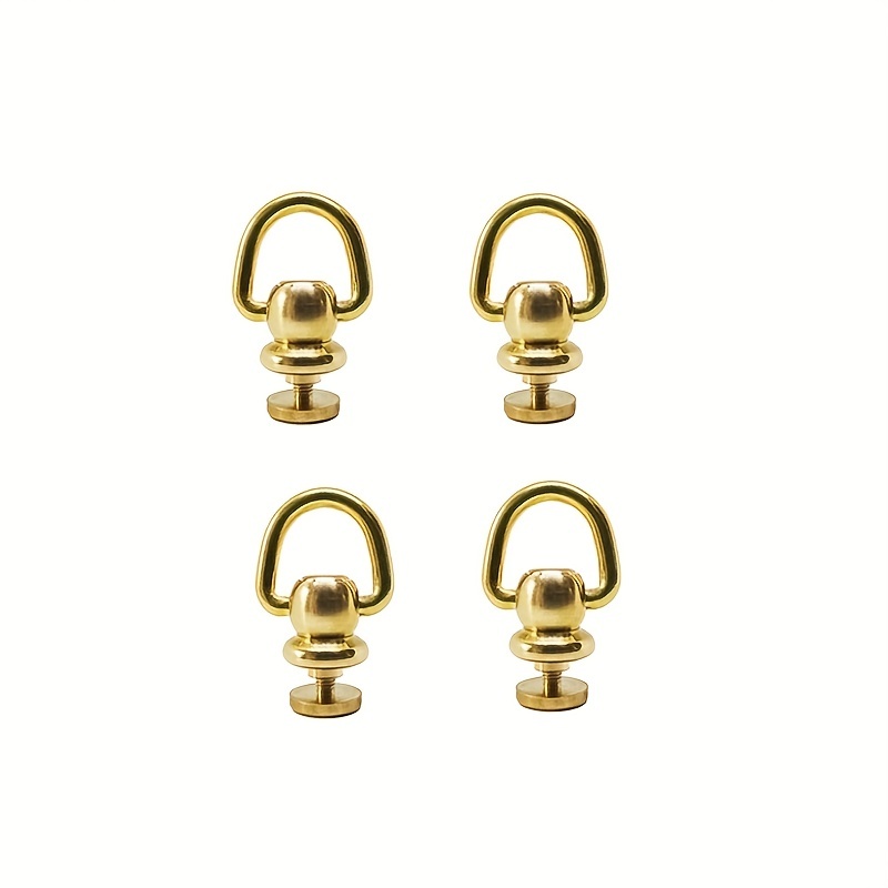 4pcs Brass Ball Studs Rivets D Ring for Leather Crossbody Purse Craft