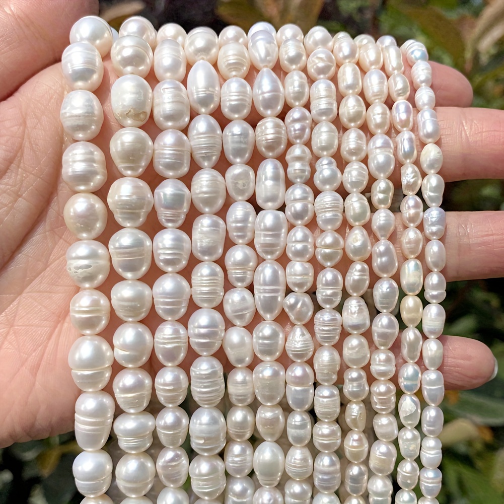 Natural Freshwater Pearl Beads Rice Shape 100% Real Pearls Bead