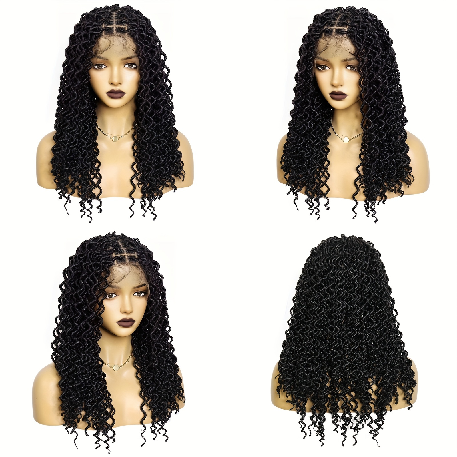 10*5 Super Long Goddess Locs Black Braided Lace Wig Women - Temu