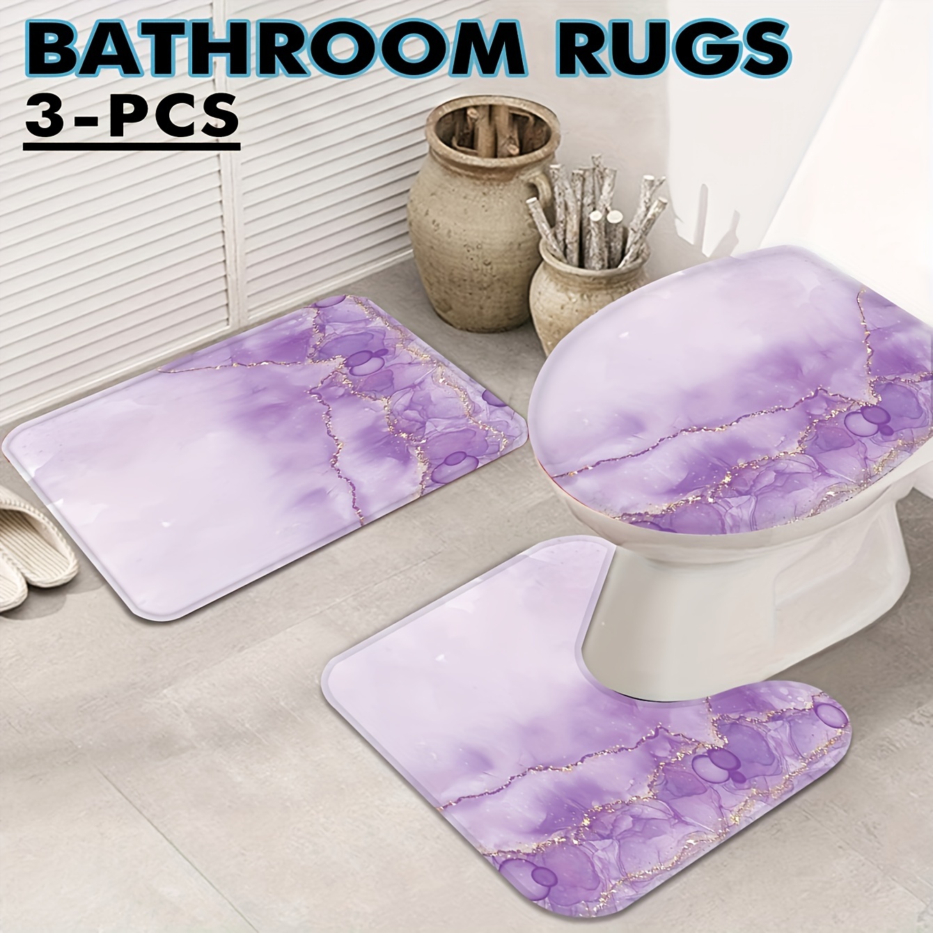 3pcs Bathroom Rugs Set Small Bathmats Bath Carpet Long Indoor Entry Mat  Washable House Goods Home Finds Accessories Apartment Decor Essential Must  Have,Christmas Series