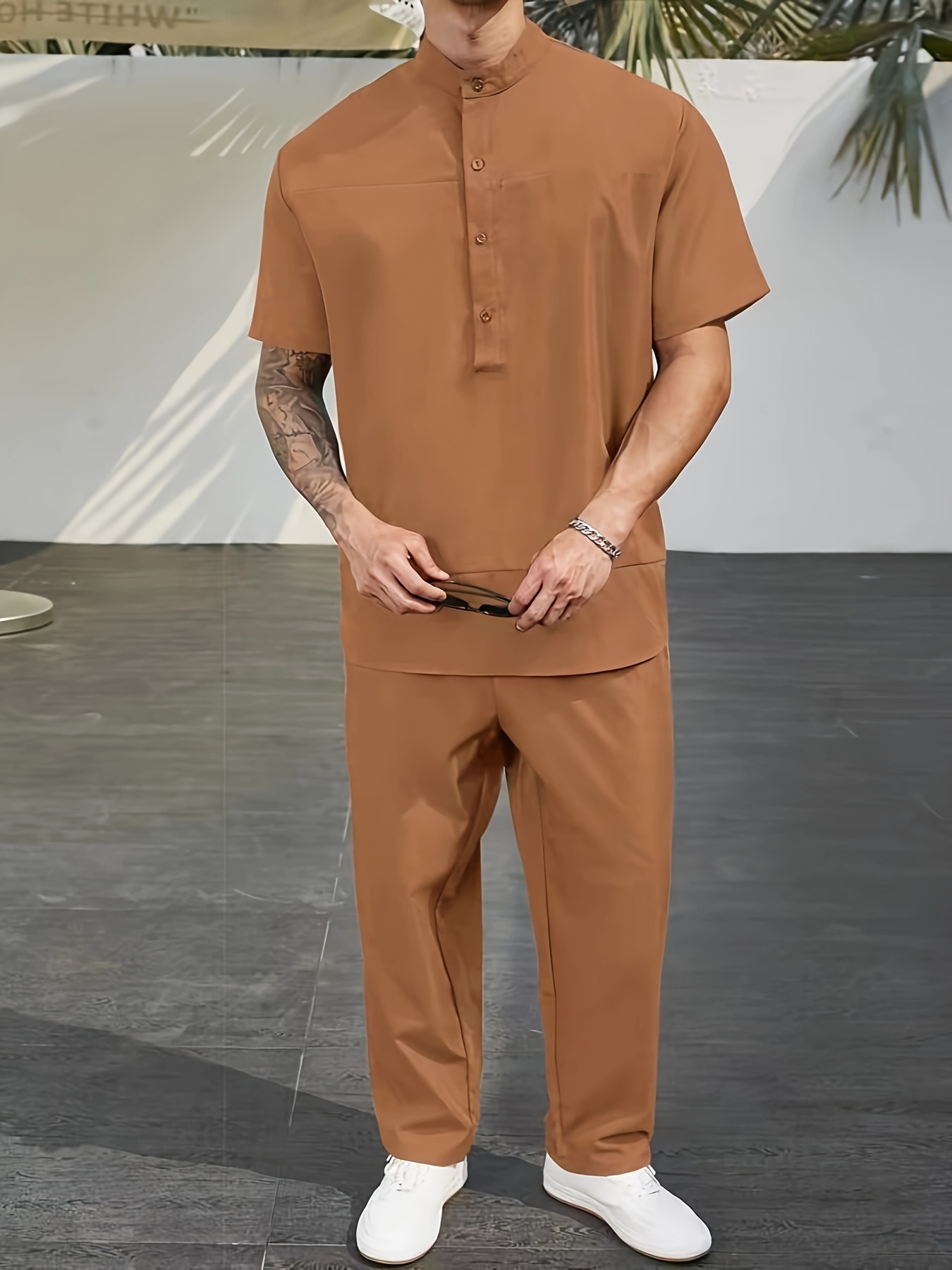 Men's Cargo Outfits Casual Lapel Button Long Sleeve Shirt - Temu