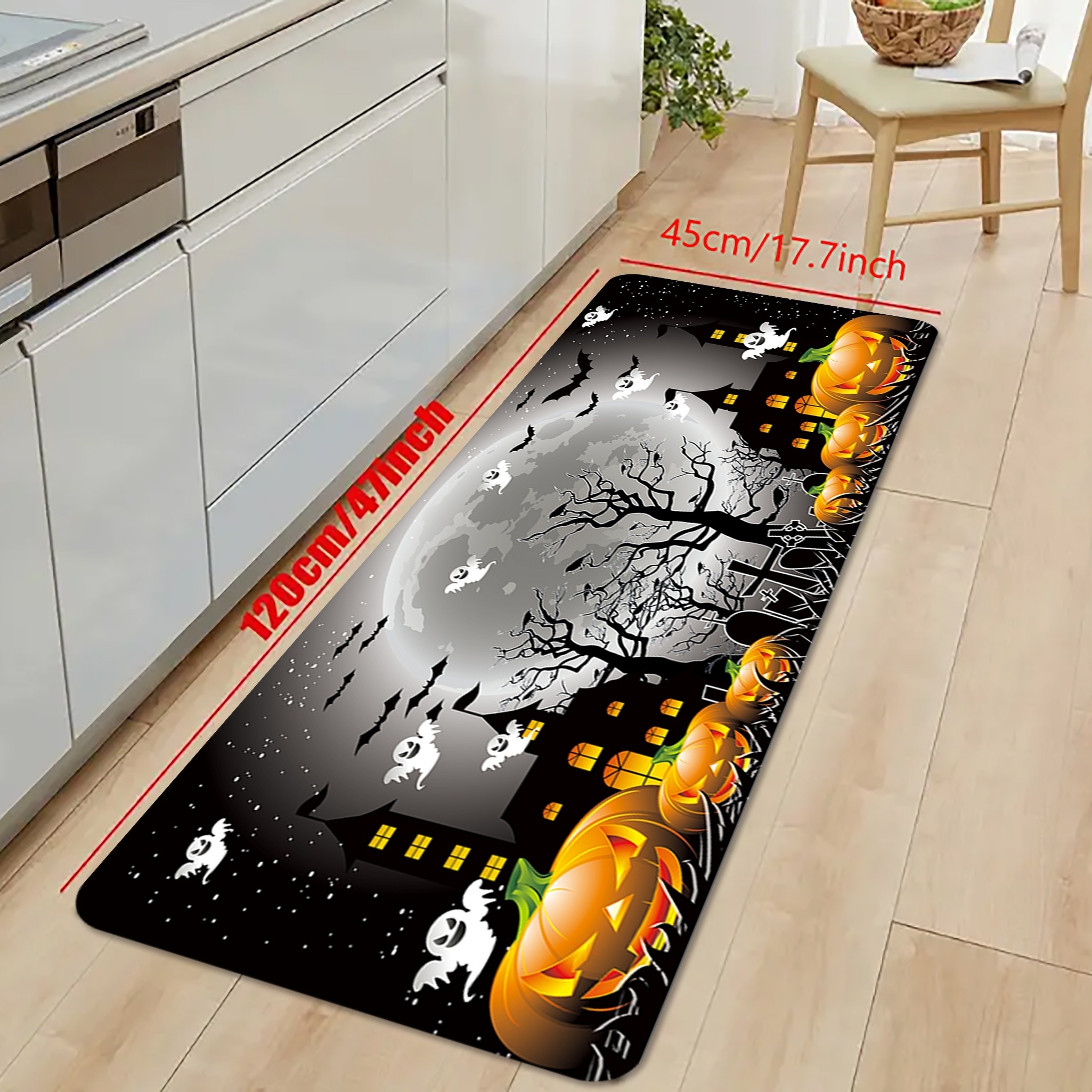 Extra Long Halloween Pumpkin Castle Rug Hallway Kitchen Mat - Temu