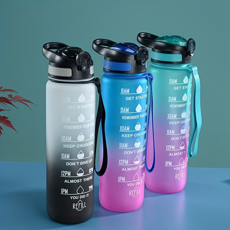 Motivational Water Bottle With Straw Plastic Large Capacity - Temu