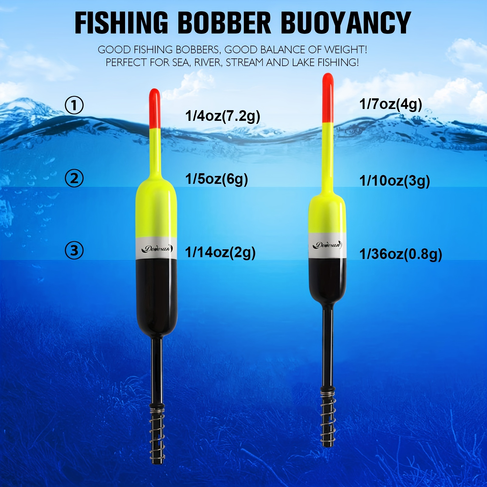 TINYSOME 5 Pieces Slip Bobbers for Fishing Supplies, Multi-size