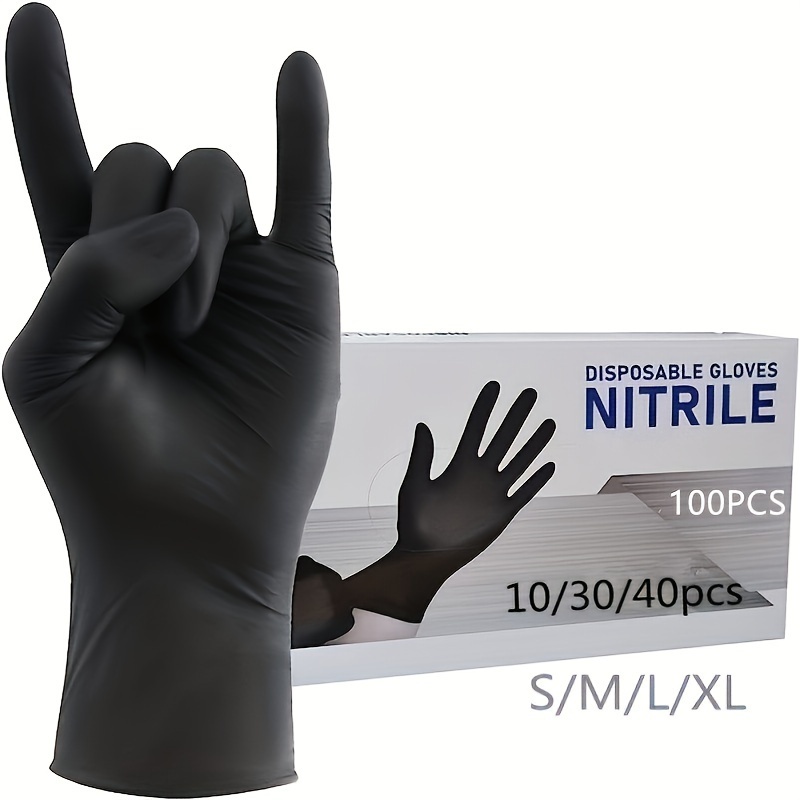 100 Gants mécaniciens jetables ambidextres noir - Nitrile taille L