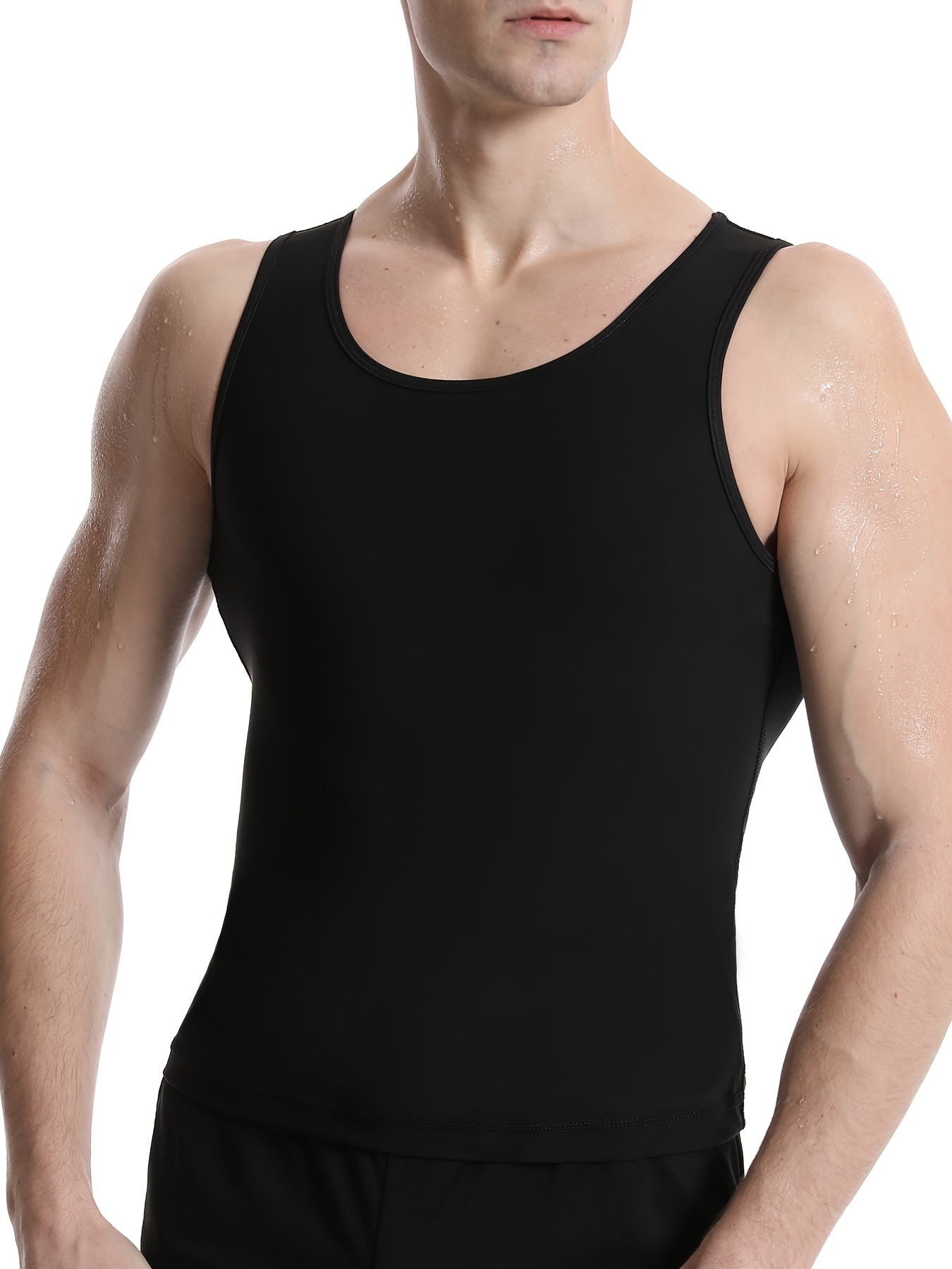 OLSIC Men Compression Shirt Slimming Body Shaper Vest Tummy Control  Shapewear Abdomen Undershirt Gym Workout Tank Top(Black)