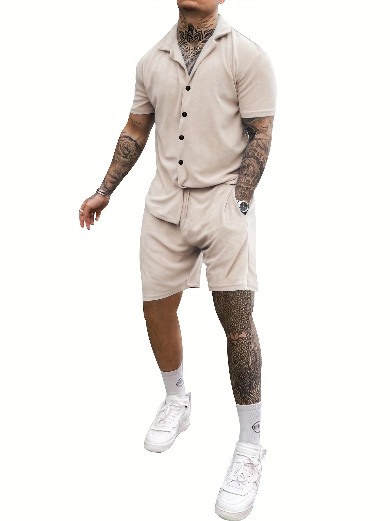 Mens 2pcs Outfits Casual Lapel Button Up Short Sleeve Shirt And Drawstring  Shorts Set For Summer Mens Clothing For Daily Leisure Loungewear Vacation  Resorts - Men's Clothing - Temu Austria