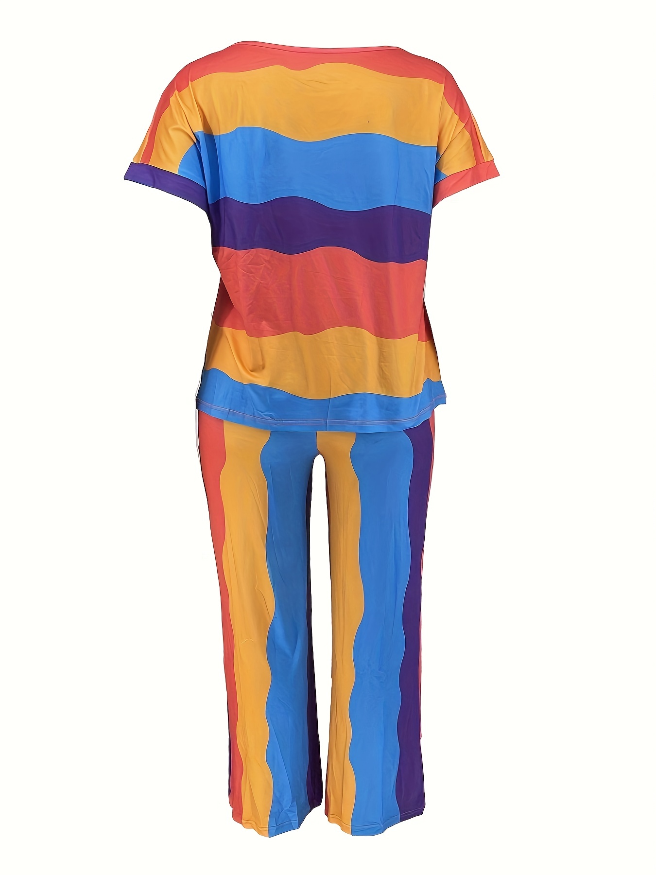 Malha multi-color costura shorts conjunto de duas peças roupas