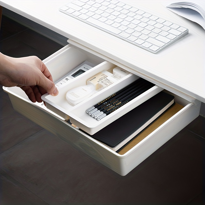 Under Desk Drawer Type Sundries Organizer Box Under Desk - Temu