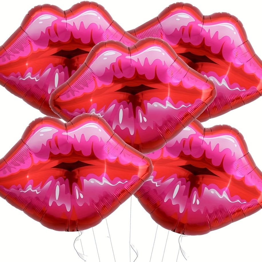 

5pcs, Large Lip Balloons Large Valentine's Day Kiss Balloon Decoration Makeup Party Supplies Large Lip Mylar Foil Balloons For Birthday Makeup Party Valentine's Day Decorations