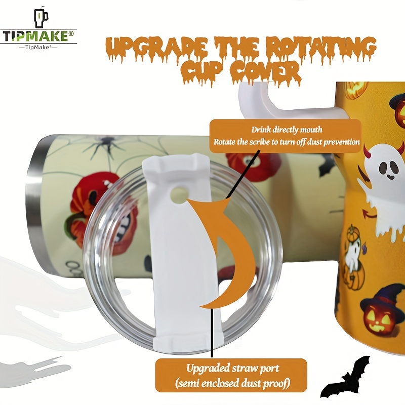 Halloween Sports Water Bottle With 4 Lids And Straws 304 - Temu