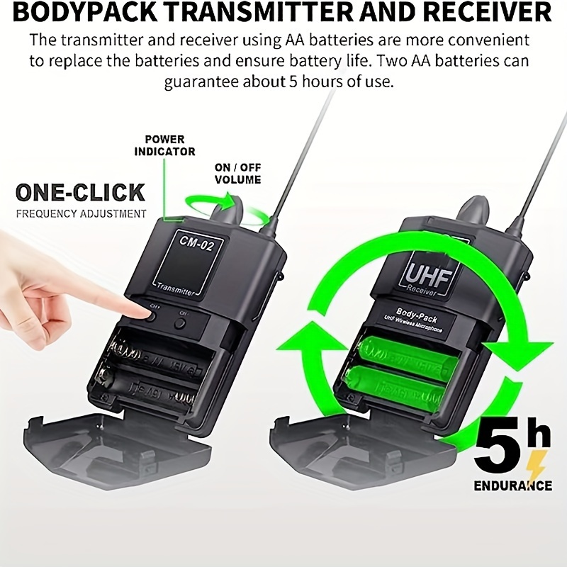 Xtuga Uhf 2 Bodypack Micrófono Inalámbrico Diadema Y Solapa