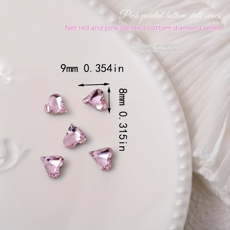 3d Crooked Peach Heart Nail Rhinestones,special-shaped Peach Heart