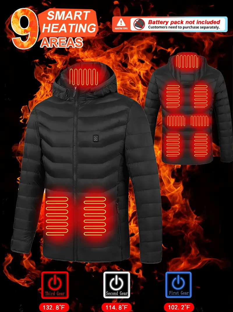Men's Heated Jacket Lightweight Warm Windproof Electric - Temu