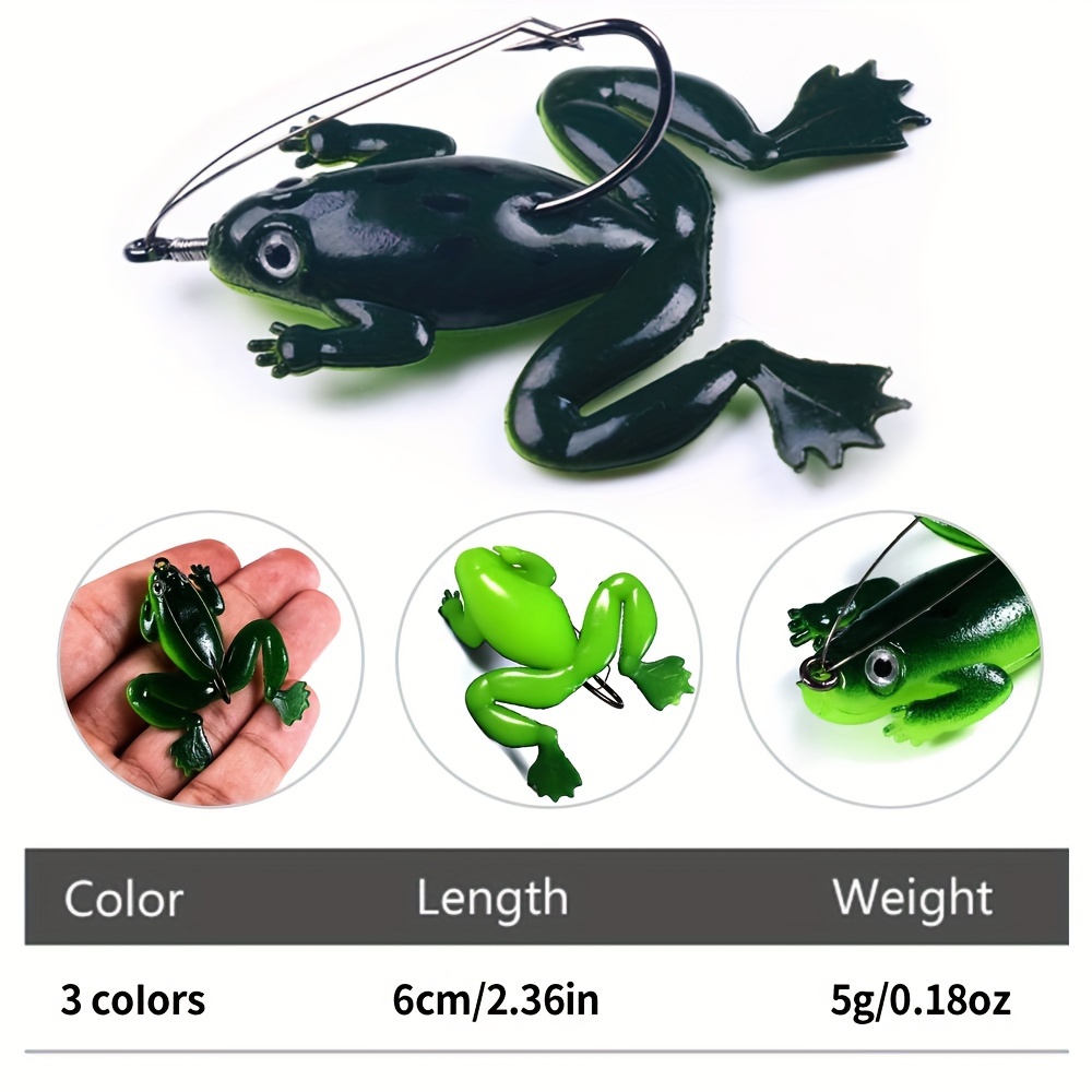 Rubber Soft Frog Fishing Lures Mixed Color Groove Hooks Blade