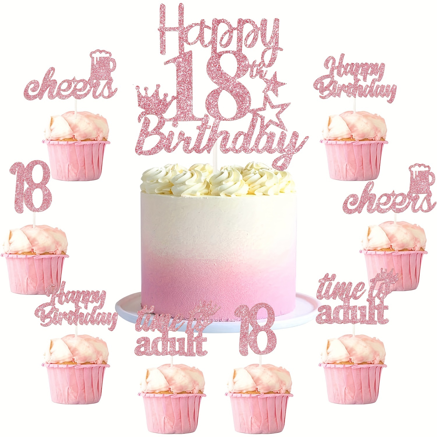 18th Birthday Cake Topper Happy 18th Birthday Cake Picks - Temu